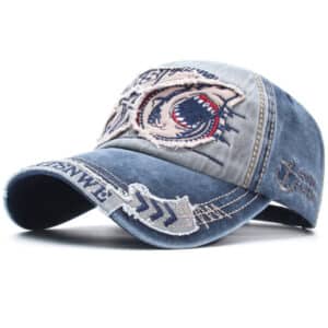 denim shark embroidered baseball cap
