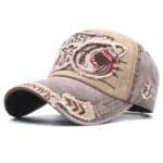 khaki denim shark embroidered baseball cap