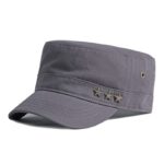 grey 3-star flat-top cap
