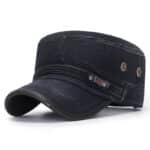 black distressed denim cap