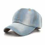 light blue ripped denim baseball cap