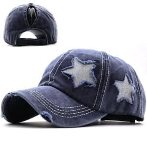 distressed washed stars baseball cap